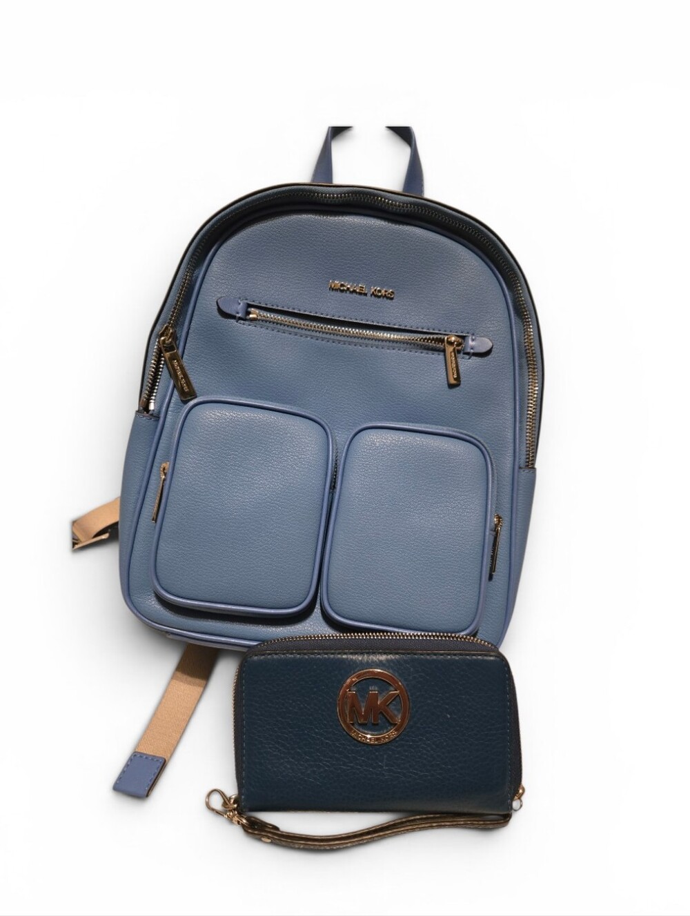 Michael Kors Backpack Jet Set Blue With Free Wallet 2-fer